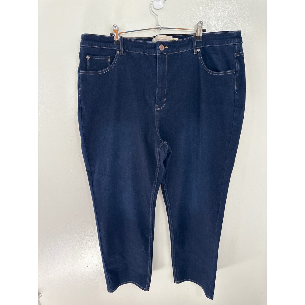 Soft Surroundings Womens Dark Wash Straight Leg Jeans Blue Denim 5FY33 Size 22W